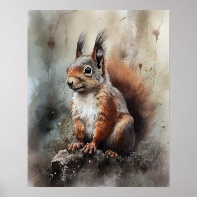 Eichhörnchen Woodland Animal Art Print Poster (Vorne)