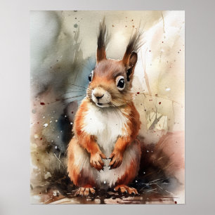 Eichhörnchen Woodland Animal Art Print Poster