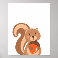 Eichhörnchen Woodland Tiermauer Kinderzimmer Druck