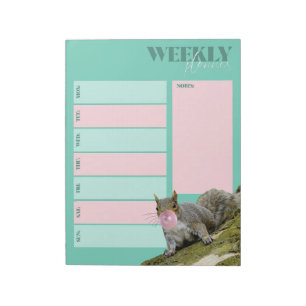 Eichhörnchenblasen und Bubblegum Weekly Planner Notizblock