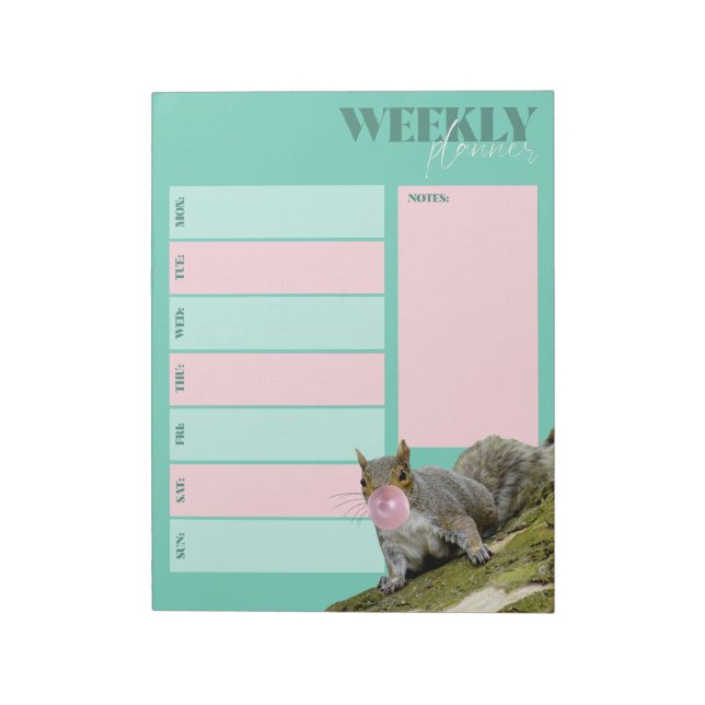 Eichhörnchenblasen und Bubblegum Weekly Planner Notizblock (Rotiert)