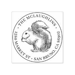 Eichhörnchenfelle | Runde Familienname Rücksendead Gummistempel