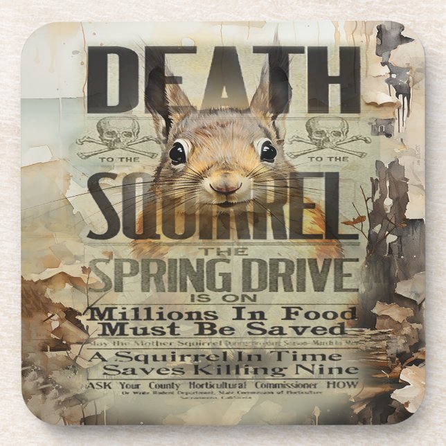 Eichhörnchenjagd Vintag Getränkeuntersetzer (Vorderseite)