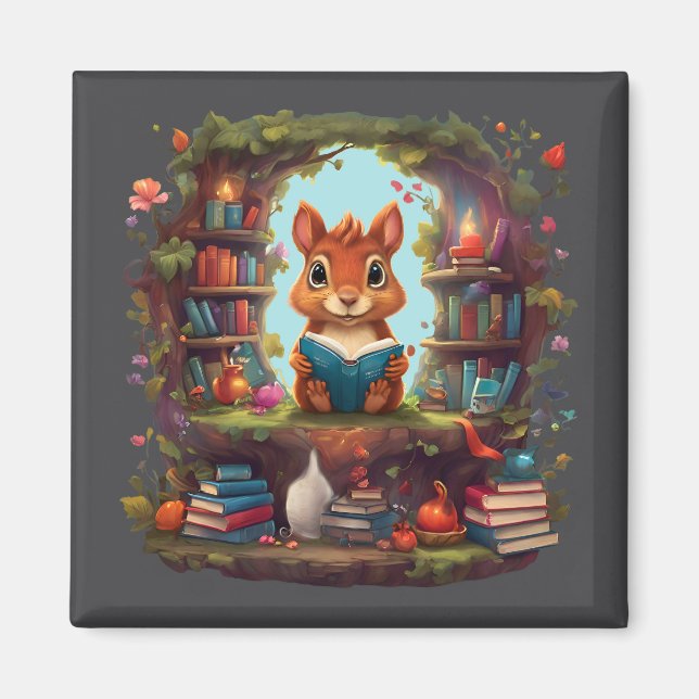 Eichhörnchenlesung auf einer Vintagen virtuellen B Magnet (Vorne)