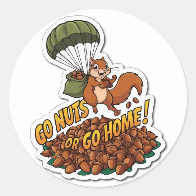 Eichhörnchen's Nutty Adventure - Acorn Skydiving Runder Aufkleber (Vorderseite)