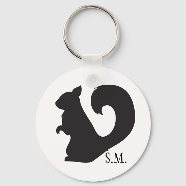 Eichhörnchenschnitzel-Silhouette-Initialen Schlüsselanhänger (Vorderseite)