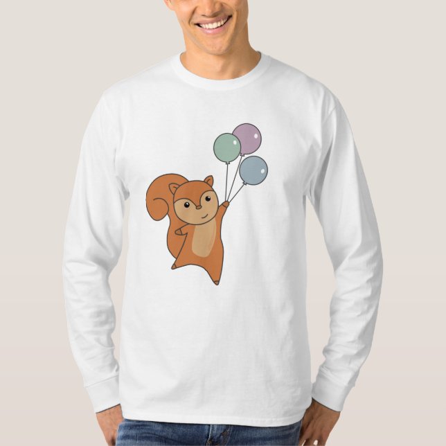 Eichhörnchenwald Fliegen Balloons T-Shirt (Vorderseite)