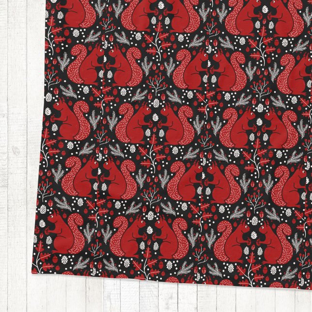 Eichhörnchenwald Waldmuster Fleecedecke (Red squirrel forest woodland pattern cozy fleece blanket)
