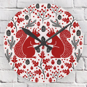 Eichhörnchenwald Woodland Runde Wanduhr