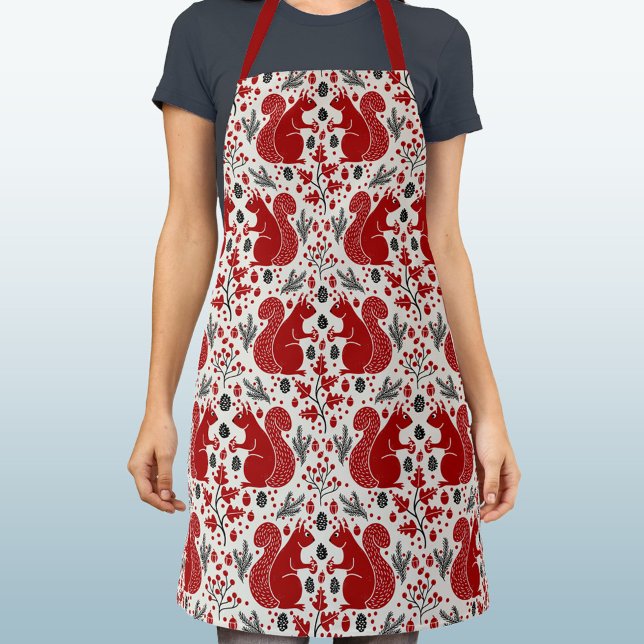 Eichhörnchenwald Woodland Schürze (Red Squirrel woodland forest pattern apron)