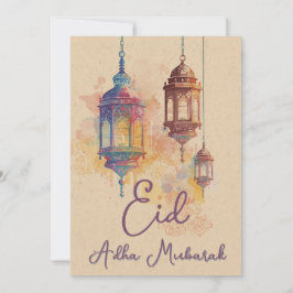Eid Adha Mubarak Islamic Lanterns Card Einladung
