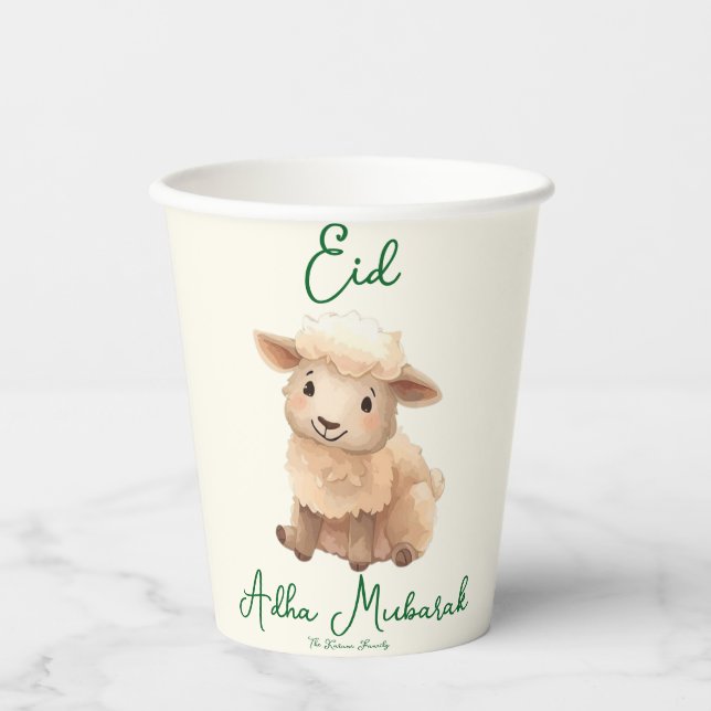 Eid  Al Adha Beige Cute  Sheep Dinner  Pappbecher (Vorderseite)