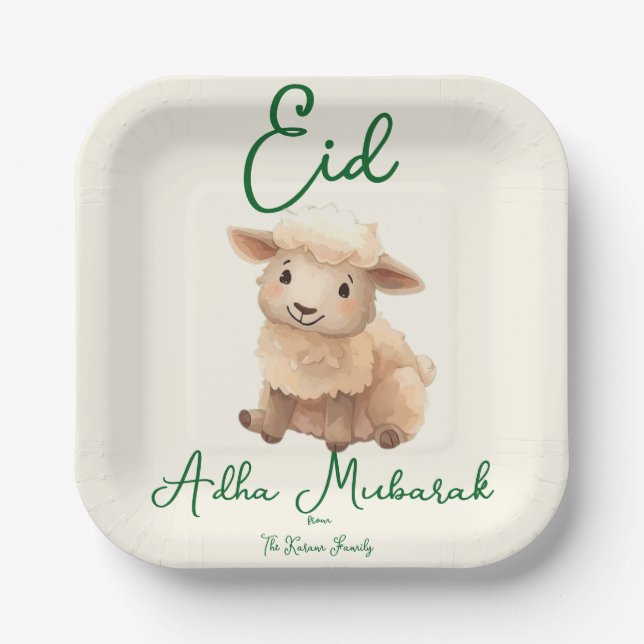 Eid  Al Adha Beige Cute Sheep Dinner  Pappteller (Vorderseite)