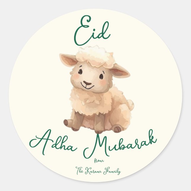 Eid  Al Adha Beige cute Sheep Party Runder Aufkleber (Vorderseite)