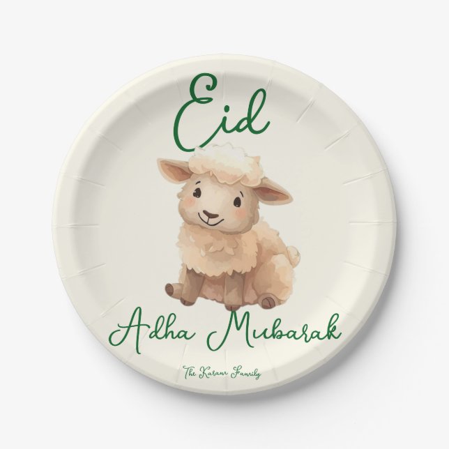 Eid Al Adha Beige Süße Schaf Abendessen  Pappteller (Vorderseite)