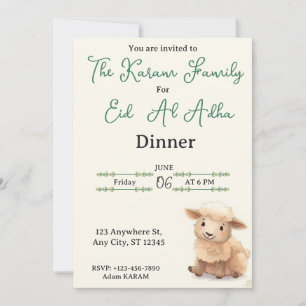Eid Al Adha Beige Süße Schaf Party Einladung