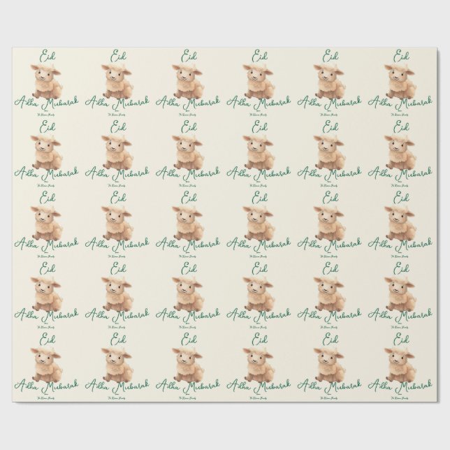 Eid Al Adha Beige Süße Schafe Abendessen  Geschenkpapier (Flach)