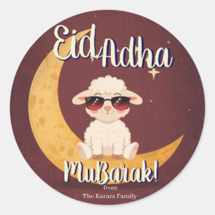 Eid-Al-Adha benutzerdefinierter Name Runder Aufkleber