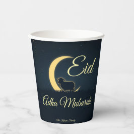 Eid Al Adha Dark Blue Sheep Dinner Pappbecher