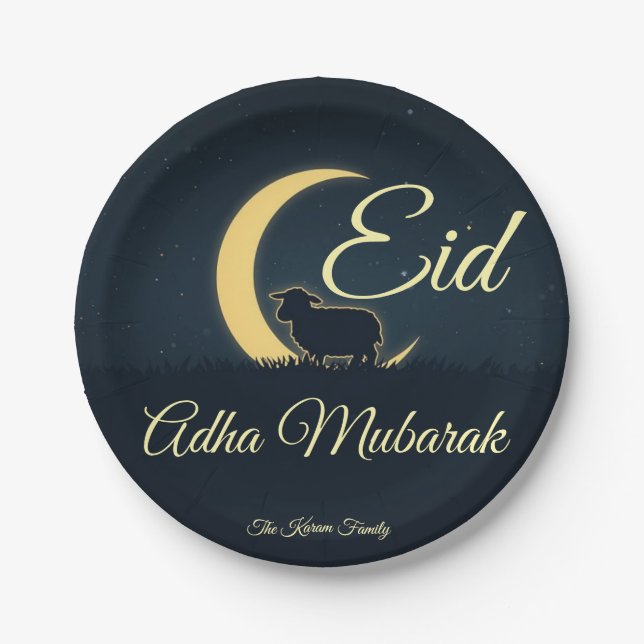 Eid  Al Adha Dark Blue Sheep Dinner  Pappteller (Vorderseite)