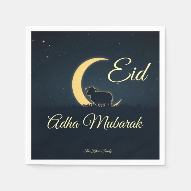 Eid Al Adha Dunkelblaue Schaf Abendessen  Serviette (Vorderseite)