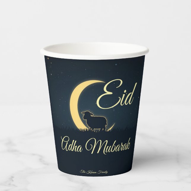 Eid Al Adha Dunkelblauer Schaf-Abendessen  Pappbecher (Vorderseite)