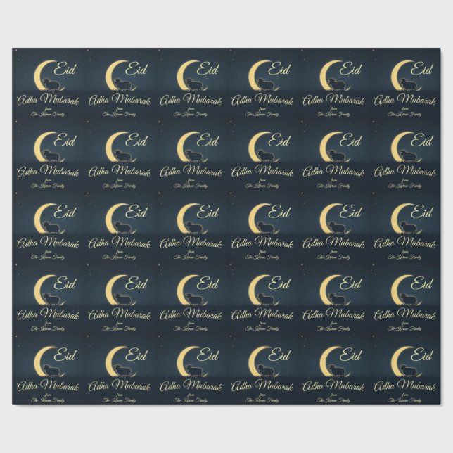 Eid Al Adha Dunkelblaues Schaf Abendessen  Geschenkpapier (Saum)