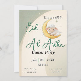 Eid Al Adha Dusty Green Sheep Card invitation Einladung