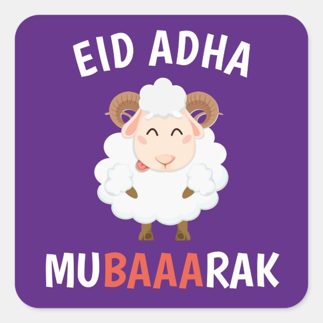 Eid Al Adha Mubarak für Muslime Quadratischer Aufkleber (Vorderseite)