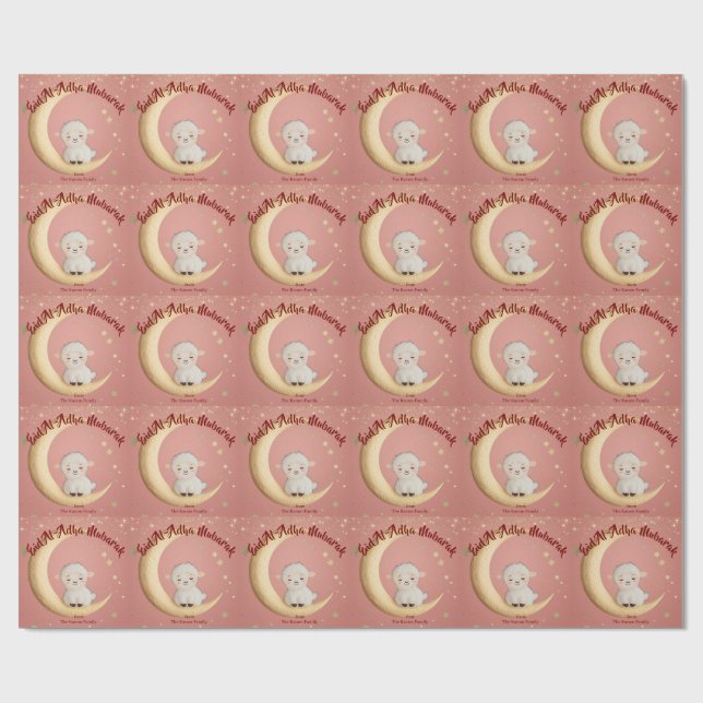 Eid Al-Adha Mubarak Pink Geschenkpapier (Flach)