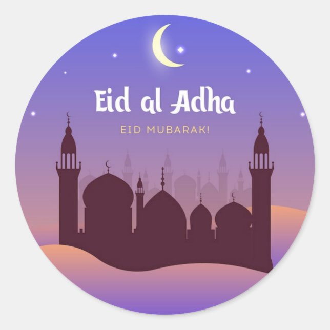 Eid Al Adha Mubarak Runder Aufkleber (Vorderseite)