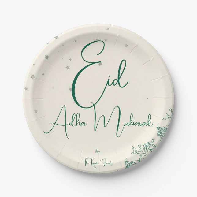 Eid Al Adha Salbei Grüne Dinner  Pappteller (Vorderseite)