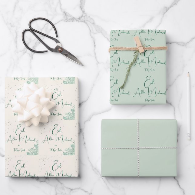 Eid Al Adha Salbei-Grünes Geschenkpapier Set (Vorderseite)