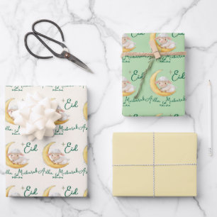 Eid Al Adha Staubgrün Süße Schafe Geschenkpapier Set