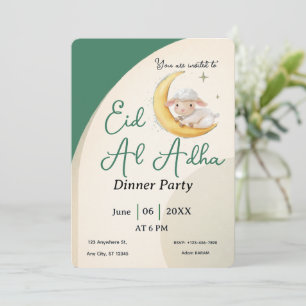 Eid Al Adha staubgrüne Schafskarten-Einladung Einladung