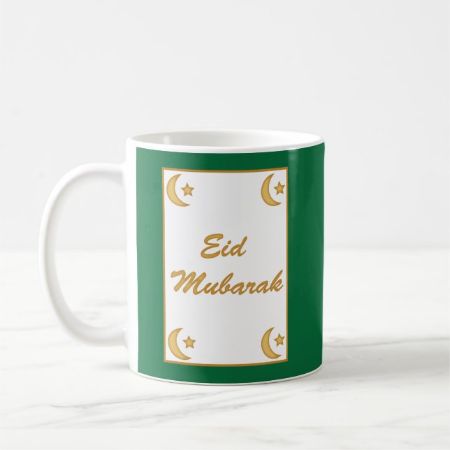 Eid al Fitr Eid Mubarak Green Yellow Gold Moon Kaffeetasse (Links)