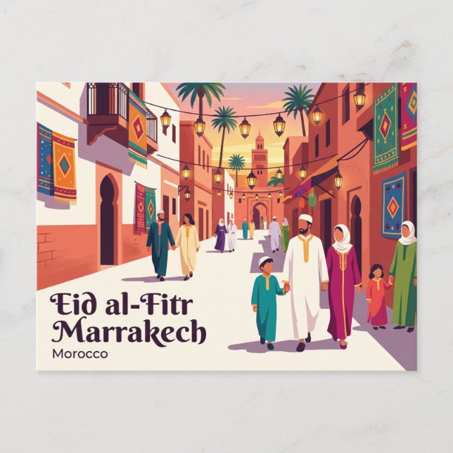 Eid al-Fitr-Feier in Marrakech Marokko Postkarte (Vorderseite)