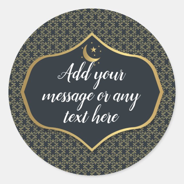 Eid Al-Fitr Gold Dark Blue Runder Aufkleber (Vorderseite)