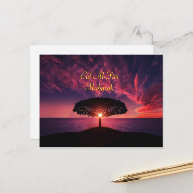 Eid Al-Fitr Grußkarten Postkarte (Vorderseite/Rückseite Beispiel)