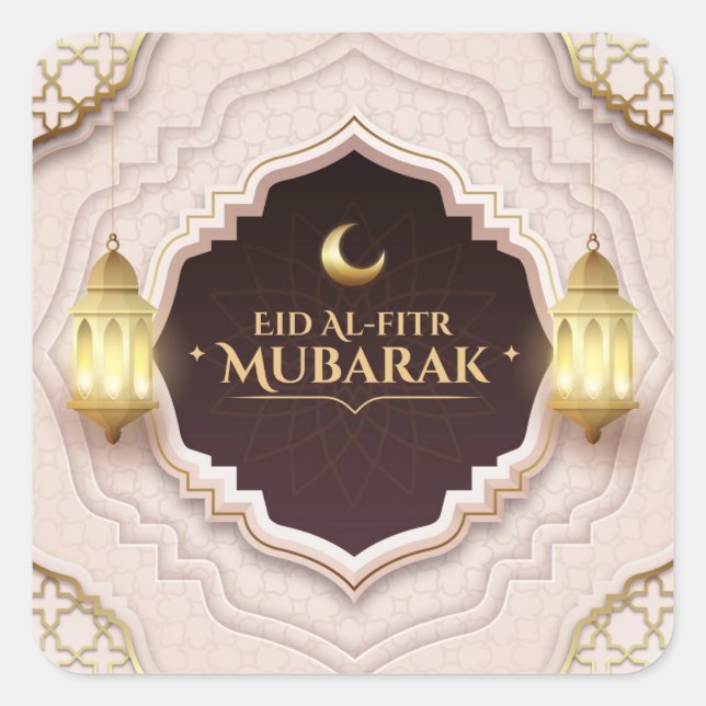 Eid Al-Fitr Mubarak Quadratischer Aufkleber (Vorderseite)