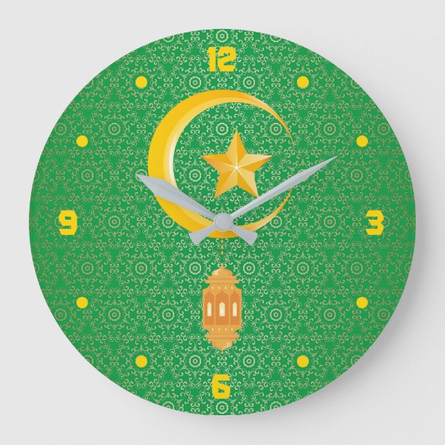 Eid al Fitr Mubarak Ramadan Kareem Moon Star Große Wanduhr (Vorderseite)