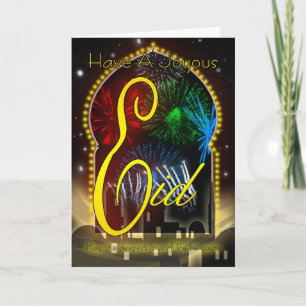 Eid Card, Happy and Joyous Eid, Feuerwerk Feiertagskarte