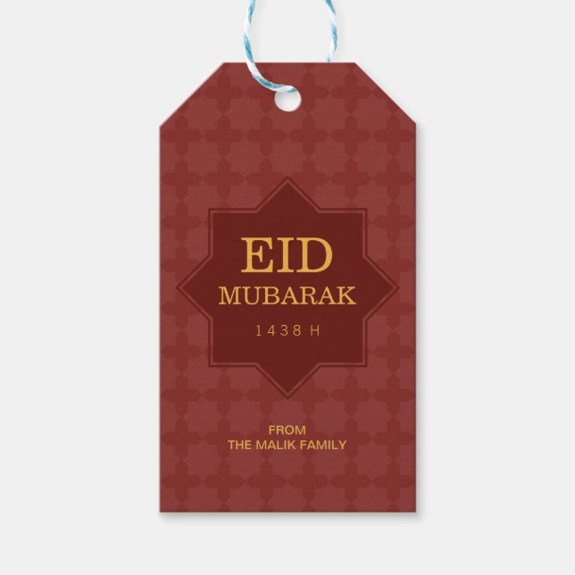 Eid Celebration Gift Tag mit 8 Sternen Muster Geschenkanhänger (Vorderseite)