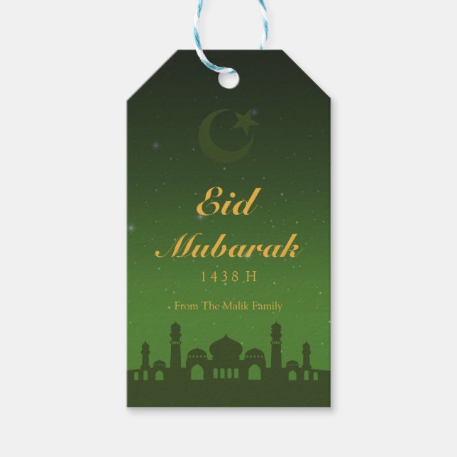 Eid Celebration Gift Tag mit Gold Islamisches Must Geschenkanhänger (Vorderseite)