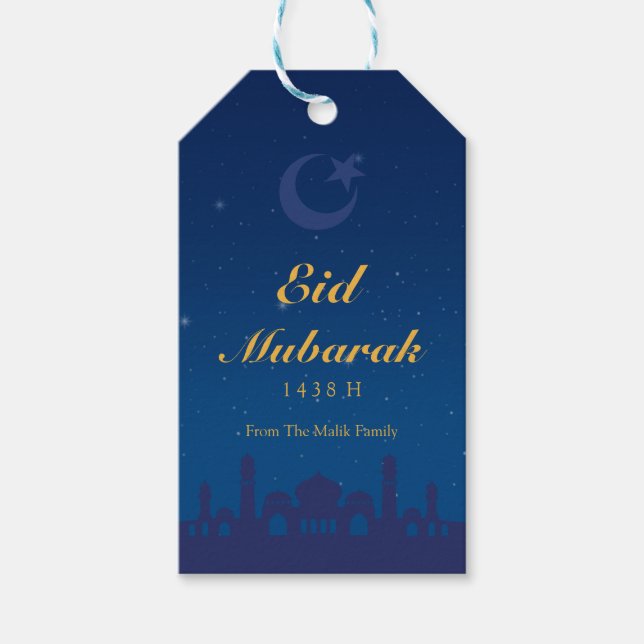 Eid Celebration Gift Tag mit Gold Islamisches Must Geschenkanhänger (Vorderseite)