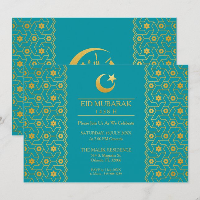 Eid Celebration Party Einladung Islamisches Muster (Vorne/Hinten)