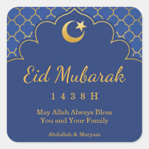 Eid-Feier-Sticker Gold Marokkanisches Muster Quadratischer Aufkleber