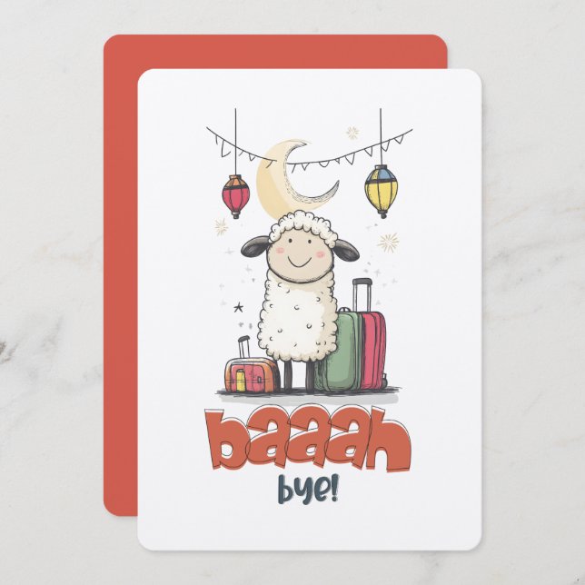 Eid Meme Funny Sheep LOLL HAHA | Baaah Bye! Einladung (Vorne/Hinten)