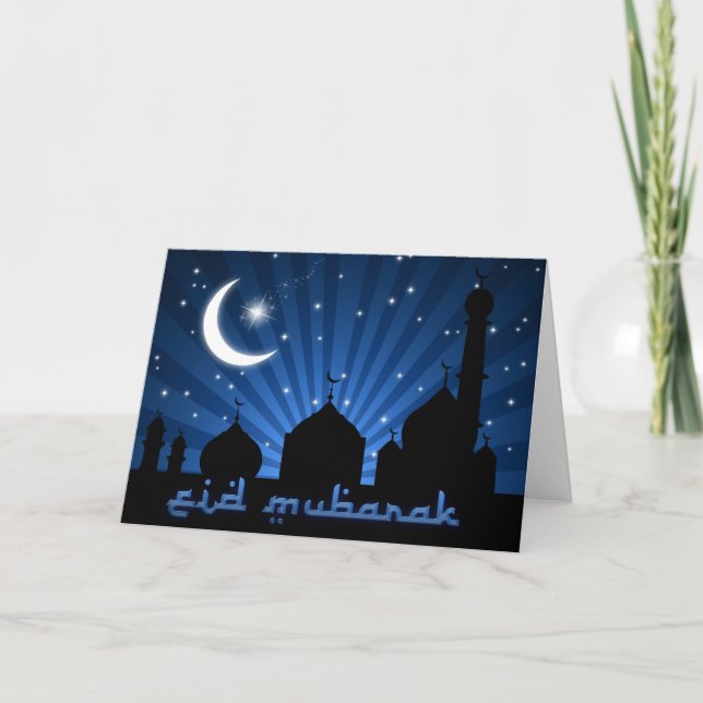 Eid Mosque Blue Night Karte (Vorderseite)