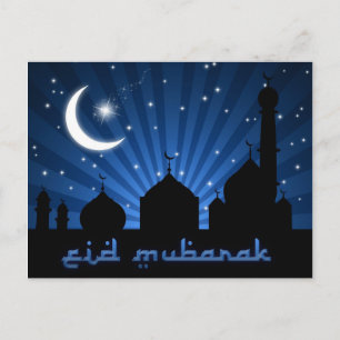 Eid Mosque Blue Night Postkarte